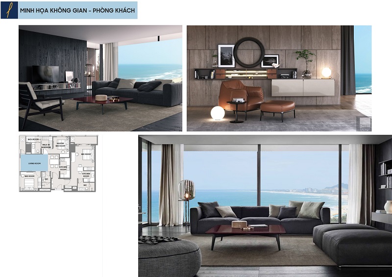 Không gian phòng khách Căn Hộ Premier Sky Residences Đà Nẵng