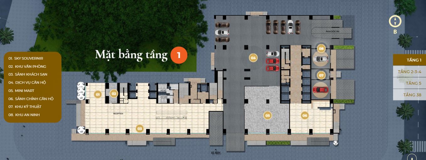 Mặt bằng tầng 1 căn hộ Premier Sky Residences Đà Nẵng