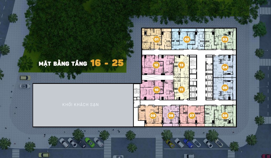 Mặt bằng tầng 16 đến 25 Căn Hộ Premier Sky Residences Đà Nẵng