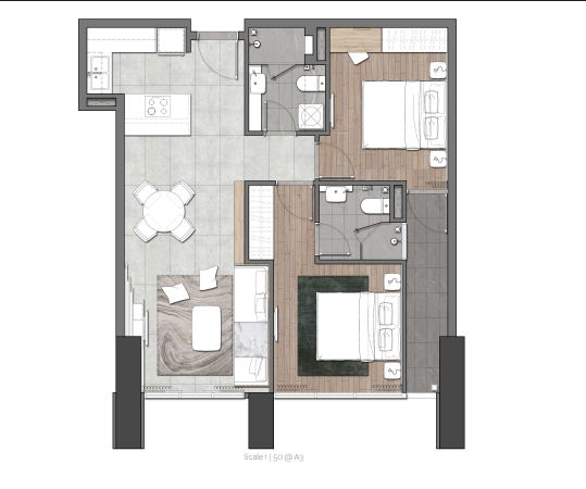 Căn hộ Risemount 2 Phòng Ngủ