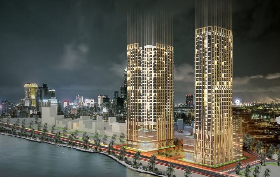 Kính phủ vàng 24K mặt ngoài căn hộ risemount đà nẵng