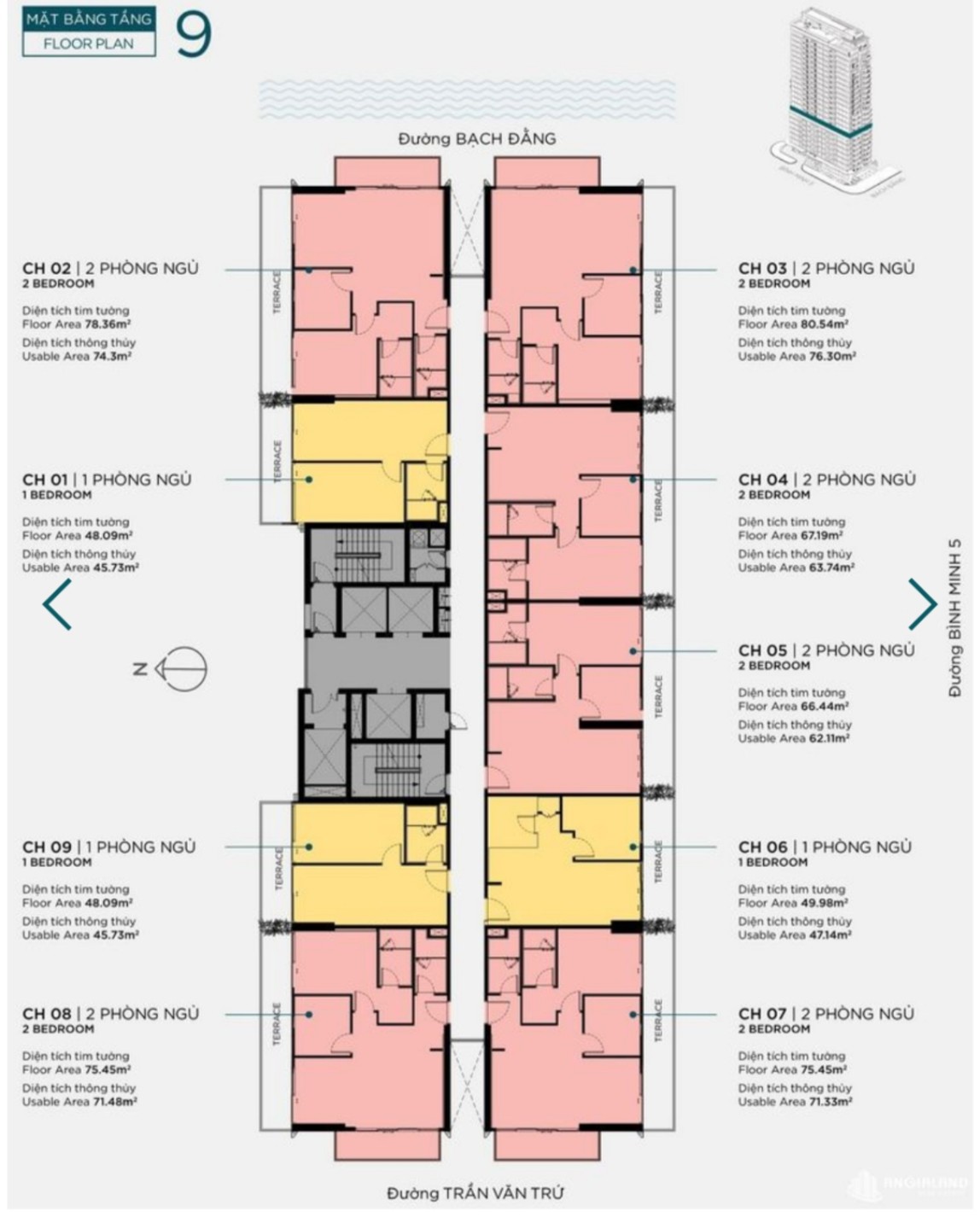 Mặt Căn hộ The Filmore Đà Nẵng Tầng 9