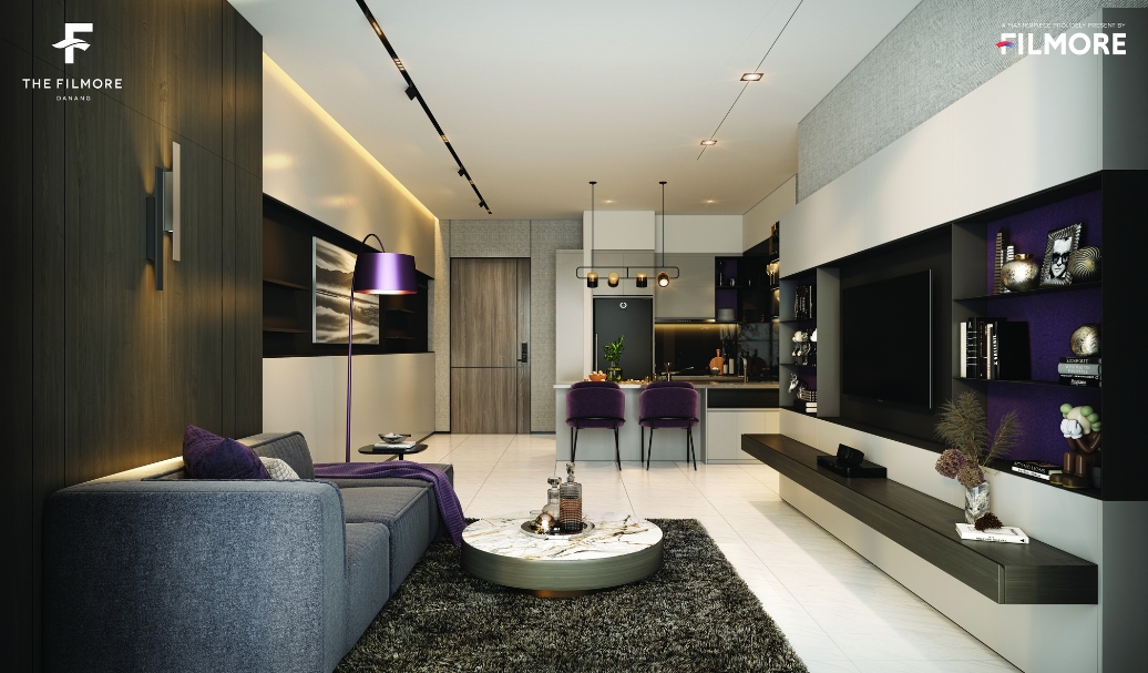 Phòng khách căn hộ the filmore đà nẵng