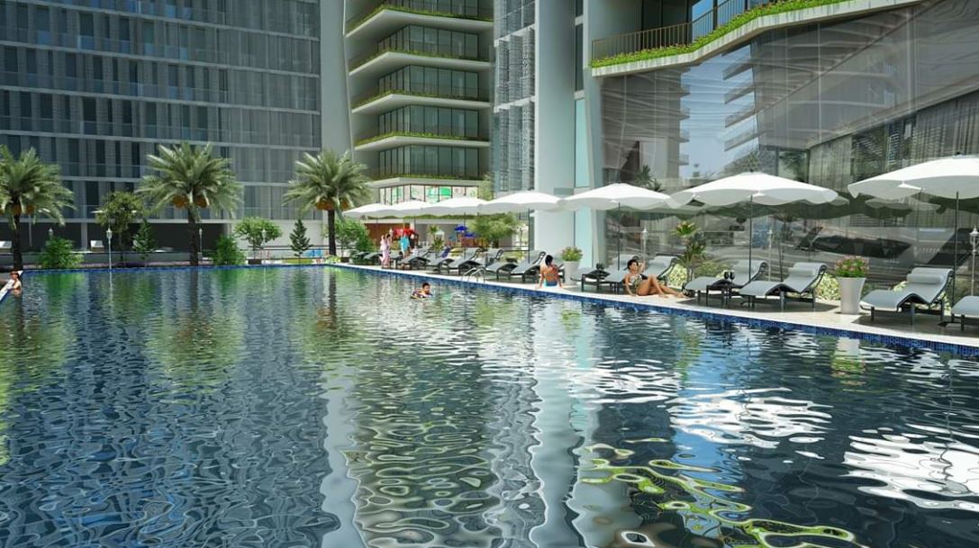 Bể bơi tầng 4 căn hộ wyndham soleil đà nẵng