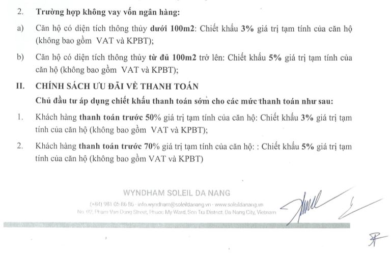 Chính sách bán hàng căn hộ Nimbus chưa vay