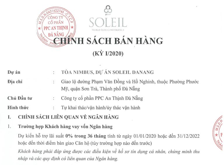 Chính sách bán hàng căn hộ Nimbus wyndham soleil đà nẵng