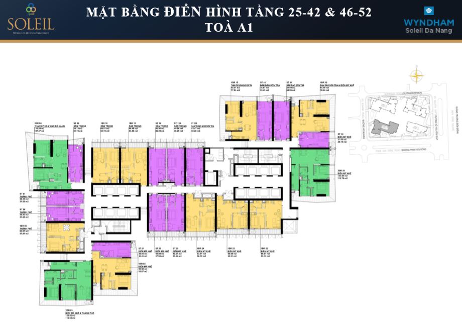  Mặt bằng tầng 25 đến 52 căn hộ wyndham soleil đà nẵng