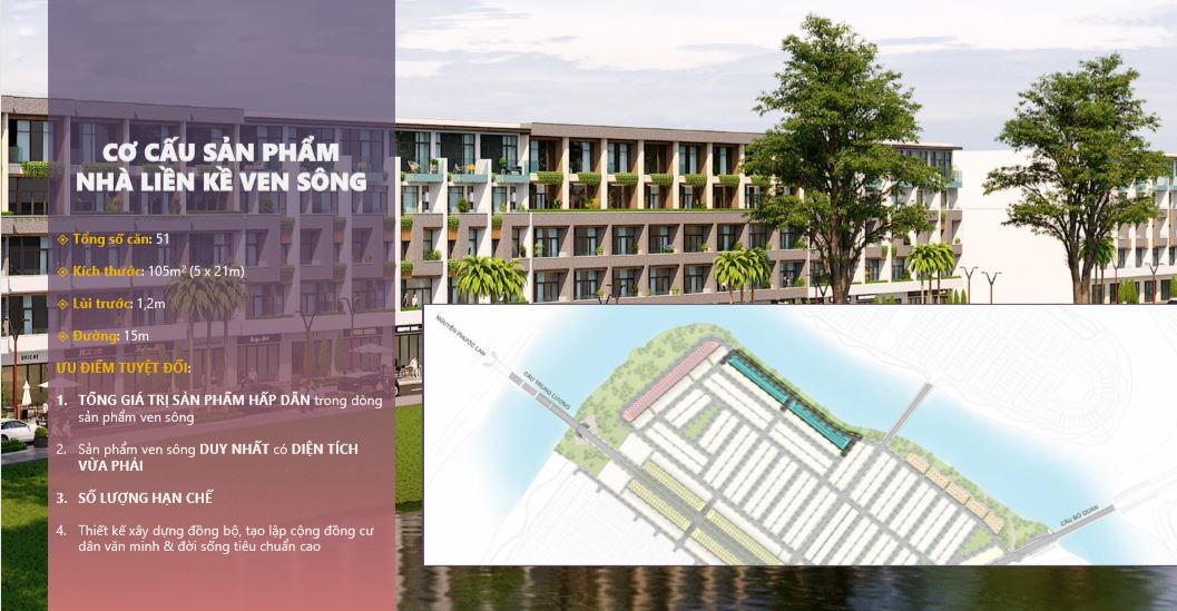 Nhà Liền Kề Ven Sông Khu Đô Thị Nam Hòa Xuân