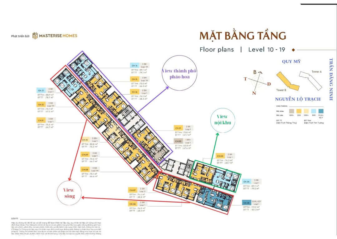 Mặt Bằng Tầng 10 - 19 Căn Hộ Masteri Rivera Đà Nẵng
