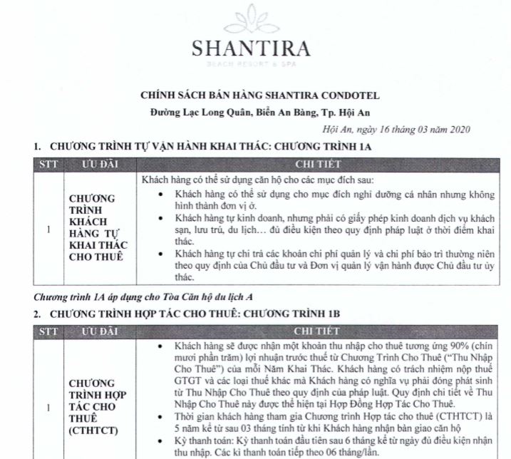 Chính sách bán hàng Shantira Hội An