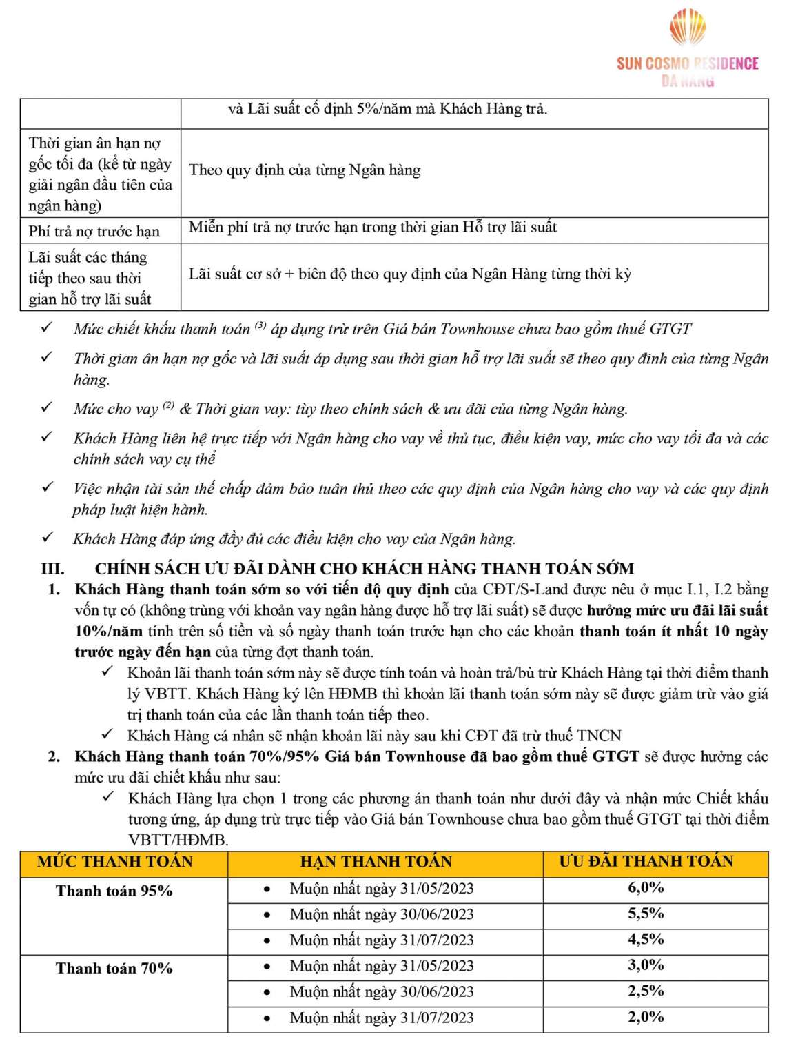 Chính sách bán hàng nhà phố, biệt thự The Cosmo – Sun Cosmo Residence tháng 06 năm 2023 – Trang 4