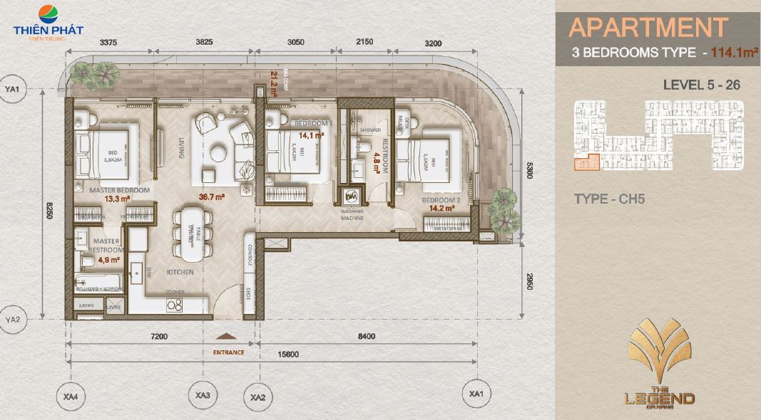 Căn hộ 3 Phòng Ngủ The Legend Đà Nẵng