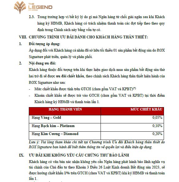 Chính sách bán hàng The legend Đà Nẵng 11