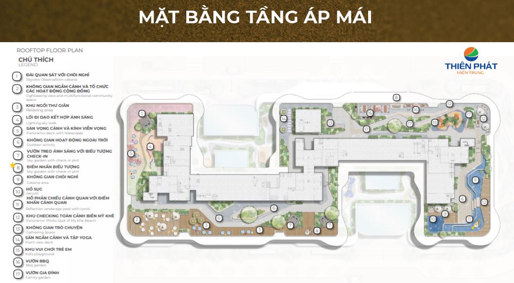 Mặt bằng tầng áp mái Dự án The Legend Đà Nẵng